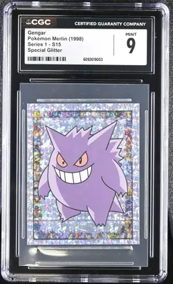 1998 Pokemon Merlin Series 1 Sticker Gengar Special Glitter #S15 POP 73 CGC 9 - Image 1