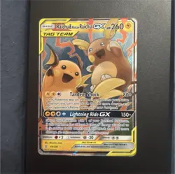 Pokemon Raichu & Alolan Raichu GX Ultra Rare Holo Sm-Unified Minds 54/236 - Image 1