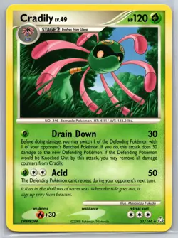 NM Cradily 21/146 Non Holo Rare Diamond & Pearl Legends Awakened Pokemon 2008 - Image 1