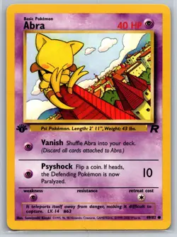 NM Abra 49/82 1st Edition Team Rocket Pokemon 2000 - Image 1