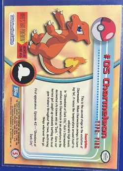 NM Topps Charmeleon 05 Pokemon Tv Animation 1999 - Image 2