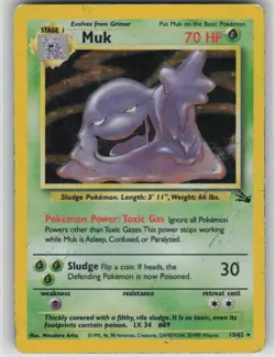 HP Muk 13/62 Holo Rare Fossil Pokemon Unlimited Holo 1999 - Image 1