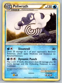 NM Poliwrath 21/95 Non Holo Rare Heart Gold & Soul Silver Unleashed Pokemon 2010 - Image 1