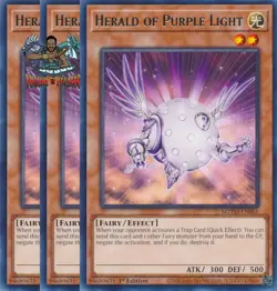 Yugioh! 3x Herald of Purple Light MZTM-EN061 Rare 1st Ed NM - Image 1