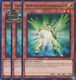 Yugioh! 3x Herald of Green Light MZTM-EN062 Rare 1st Ed NM - Image 1