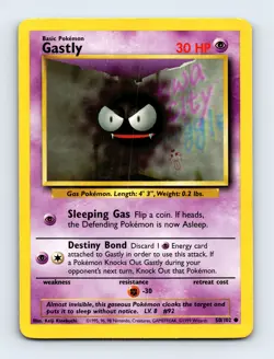 Gastly 050/102 Base Set Non Holo Pokemon Card LP - Image 1
