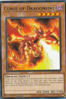 YUGIOH CARD CURSE OF DRAGONFIRE TOCH-EN037 1ST EDITION - Image 1
