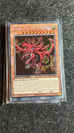 YuGiOh Slifer the Sky Dragon SBC1-ENH01 Secret Rare 1st Edition NM - Image 1