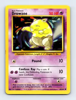 Drowzee 049/102 Base Set Non Holo Pokemon Card LP - Image 1