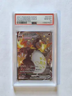 PSA 10 GEM MINT Charizard VMax Shining Fates SV107/SV122 Pokemon Card - Image 1
