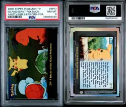 2000 TOPPS POKEMON TV SERIES 2 EPISODE CARD EP17 ISLAND/GIANT POKEMON FOIL PSA 8 - Image 3