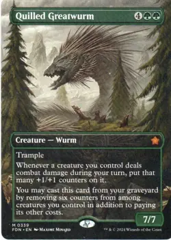 MTG: Foundations: Borderless Quilled Greatwurm: Lightly Played Condition - Image 1