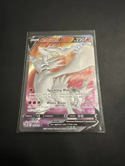 Pokemon TCG Silver Tempest Reshiram V Full Art Holo Ultra Rare Card 172/195 NM - Image 1