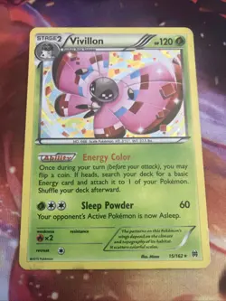 Pokemon Card Vivillon 15/162 Ultra Rare Cosmos Holo XY BREAKthrough 2015 NM - Image 1
