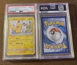 2019 Pokemon Pikachu SM162 PSA 7 & Mimikyu SM163 PSA 8 Holo Promo Pair SWIRL - Image 3