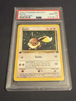 Eevee 55/82 First 1st Edition PSA 10 Gem Mint Team Rocket 2000 Pokemon - Image 3