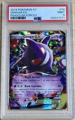 2014 Pokemon XY Gengar EX Holo Phantom Forces 34/119 PSA 9 Mint - Image 1