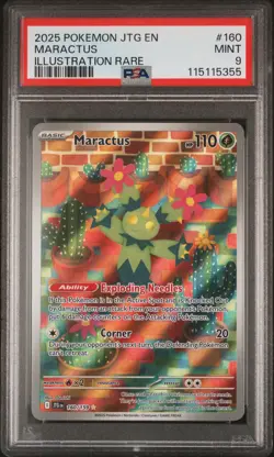 2025 POKEMON JTG EN-JOURNEY TOGETHER ILLUSTRATION RARE #160 MARACTUS PSA 9 - Image 1