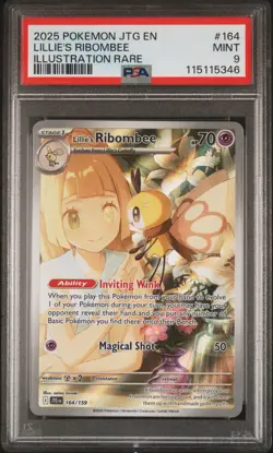 2025 POKEMON JTG EN-JOURNEY TOGETHER ILLUSTRATION RARE LILLIE'S RIBOMBEE PSA 9 - Image 1