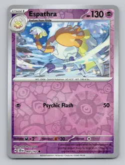Reverse Holo Espathra 69/142 Common Stellar Crown Pokemon - Image 1