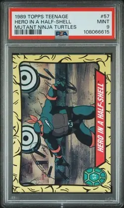 1989 Topps TMNT Hero in a Half-Shell Michelangelo VINTAGE PSA 9 MINT #57 - Image 1