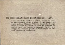 Card Uomini Intrepidi Edi. Litopress 1962/63 # 102 Michelangelo Buonarroti - Image 2