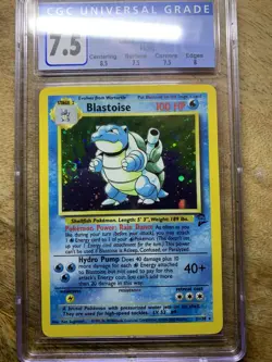 Blastoise Base Set 2 Holo swirl CGC 7.5 Pokemon Card 2/130 ~ NM+ - Image 1