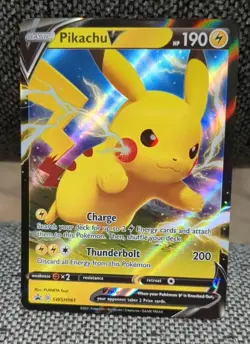 Pikachu V SWSH061 Full Art Black Star Promo Card Shinning Fates Pokemon - NM/M - Image 1