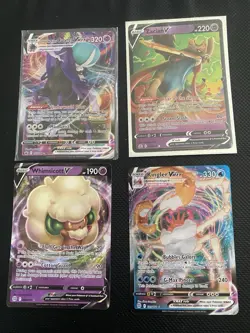 Pokemon TCG Shadow Rider Calyrex Zacian Whimsicott Kingler 4-Card Lot VMAX V En… - Image 1