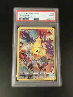 2023 Pokemon Pikachu Crown Zenith Full Art 160/159 PSA 9 Mint Graded Card - Image 1
