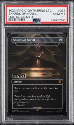 2023 MTG TALES OF MIDDLE-EARTH COMMANDER #386 SHARDS OF NARSIL 92/100 PSA 10 - Image 1
