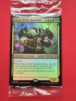 Hugs, Grisly Guardian Bloomburrow Foil Prerelease Promo - NM #218 MTG BLB - Image 1