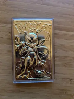 VINTAGE MEWTWO 1999 Nintendo Pokemon Gold Plated Trading Card - Image 1