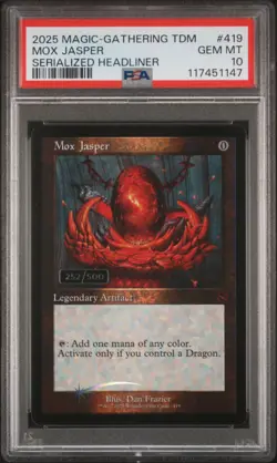 2025 MTG TARKIR: DRAGONSTORM SERIALIZED HEADLINER #419 MOX JASPER 252/500 PSA 10 - Image 1