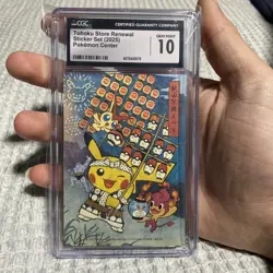 Pokemon TCG Tohoku Store Renewal Sticker Pikachu Pokemon Center CGC 10 Gem Mint - Image 1