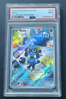 Pokemon Riolu Holo Illustration Rare SV01 Scarlet & Violet 215/198 PSA 9 2023 - Image 1