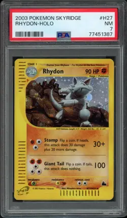 2003 Pokemon Skyridge Rhydon H27/H32 Holo PSA 7 NM - Image 1