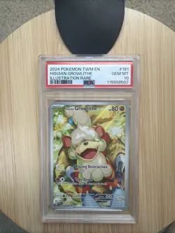 Pokemon Hisuian Growlithe Illustration Rare PSA 10 Holo Sv06 181/167 2024 - Image 1