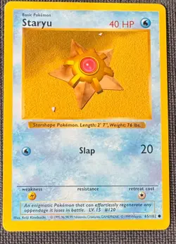 STARYU 65/102 COMMON BASE SET SHADOWLESS POKEMON MP - Image 1