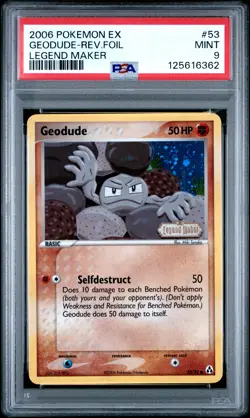2006 POKEMON EX LEGEND MAKER #53 GEODUDE-REVERSE FOIL PSA 9 - Image 1