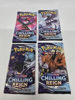 Set of 4 Pokemon TCG Sword & Shield Chilling Reign Booster Packs NEW - Image 1
