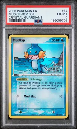 2006 POKEMON EX CRYSTAL GUARDIANS #57 MUDKIP-REVERSE FOIL PSA 6 - Image 1