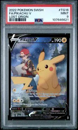 Fa/Pikachu V 2022 Pokemon Sword & Shield Lost Origin #TG16 PSA 9 - Image 1