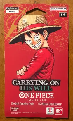 One Piece OP-13 CARRYING ON HIS WILL Sleeved Booster Pack - English Version! - Image 1