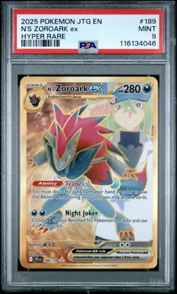 N'S Zoroark Ex 2025 Pokemon Jtg En-Journey Together #189/159 Hyper Rare PSA 9 - Image 1
