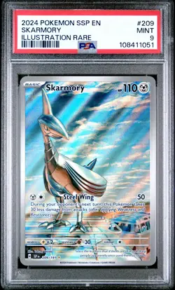 Skarmory 2024 Pokemon Ssp En-Surging Sparks #209/191 Illustration Rare PSA 9 - Image 1