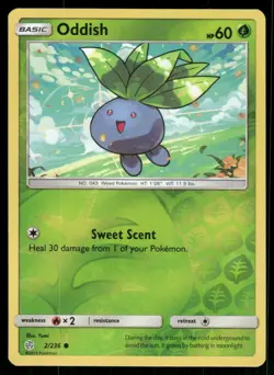 Oddish 2019 Cosmic Eclipse Reverse Holo Pokemon Card 2/236 (NM) - Image 1