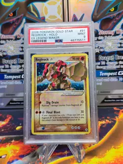 PSA 9 Mint Gold Star Regirock 91 EX Legend Maker HOLO Rare Pokemon Card - Image 1