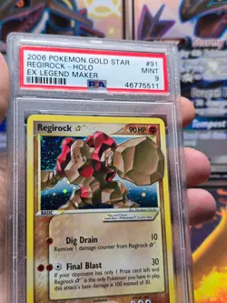 PSA 9 Mint Gold Star Regirock 91 EX Legend Maker HOLO Rare Pokemon Card - Image 3
