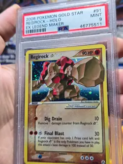 PSA 9 Mint Gold Star Regirock 91 EX Legend Maker HOLO Rare Pokemon Card - Image 4